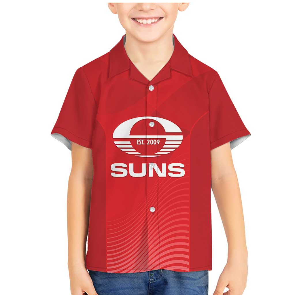 Suns Football Custom Family Matching Mermaid Dress and Hawaiian Shirt Gold Coast Est 2009 Deep Red - Aussie Hoodie