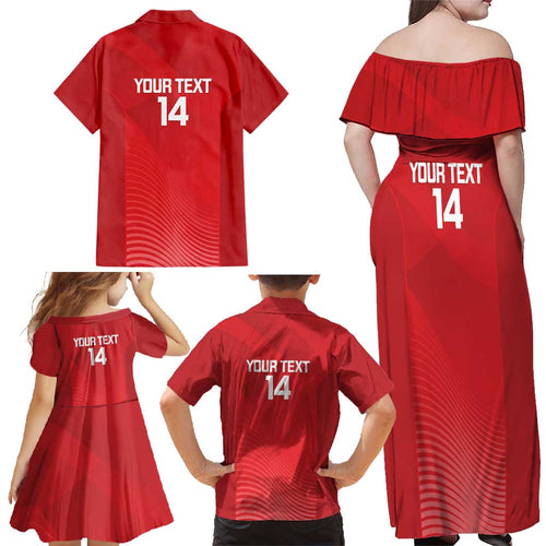 Suns Football Custom Family Matching Off Shoulder Maxi Dress and Hawaiian Shirt Gold Coast Est 2009 Deep Red - Aussie Hoodie