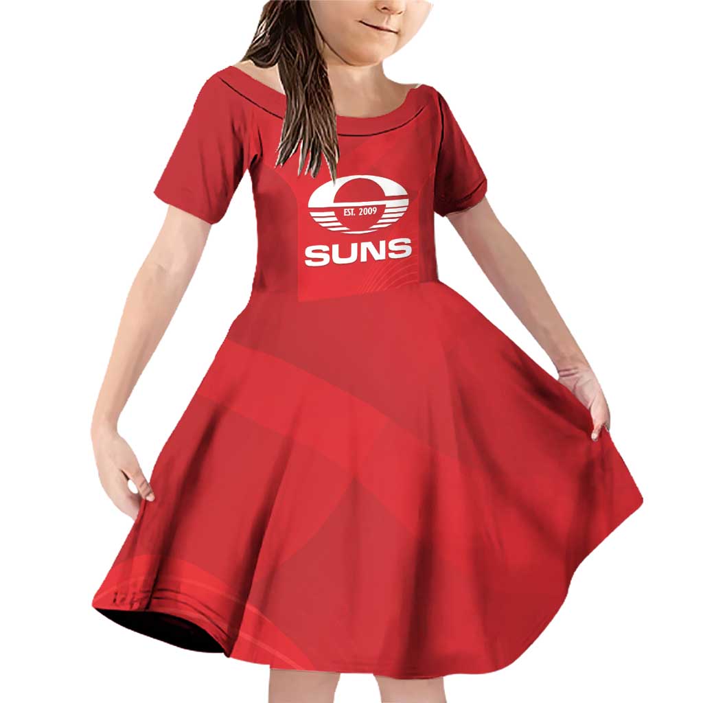 Suns Football Custom Family Matching Off Shoulder Short Dress and Hawaiian Shirt Gold Coast Est 2009 Deep Red - Aussie Hoodie