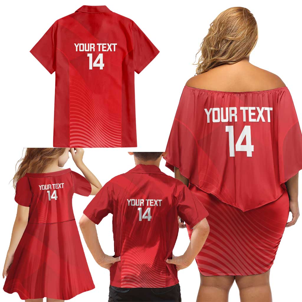 Suns Football Custom Family Matching Off Shoulder Short Dress and Hawaiian Shirt Gold Coast Est 2009 Deep Red - Aussie Hoodie