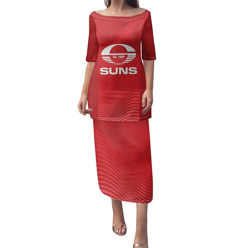 Suns Football Custom Family Matching Puletasi and Hawaiian Shirt Gold Coast Est 2009 Deep Red - Aussie Hoodie