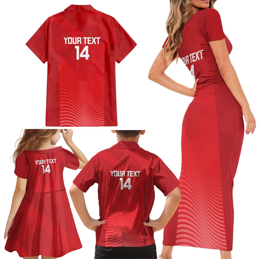 Suns Football Custom Family Matching Short Sleeve Bodycon Dress and Hawaiian Shirt Gold Coast Est 2009 Deep Red - Aussie Hoodie