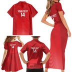 Suns Football Custom Family Matching Short Sleeve Bodycon Dress and Hawaiian Shirt Gold Coast Est 2009 Deep Red - Aussie Hoodie