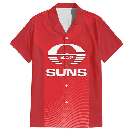 Suns Football Custom Family Matching Short Sleeve Bodycon Dress and Hawaiian Shirt Gold Coast Est 2009 Deep Red - Aussie Hoodie