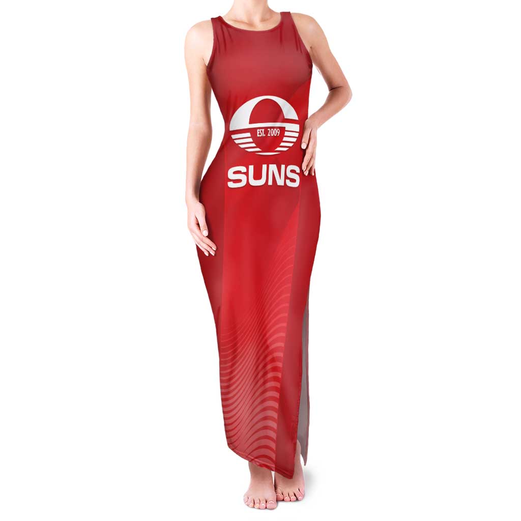 Suns Football Custom Family Matching Tank Maxi Dress and Hawaiian Shirt Gold Coast Est 2009 Deep Red - Aussie Hoodie
