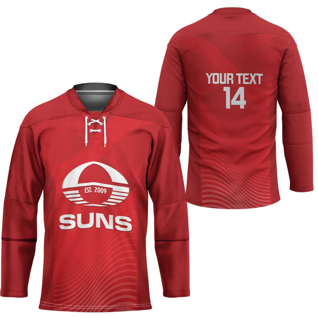 Suns Football Custom Hockey Jersey Gold Coast Est 2009 Deep Red - Aussie Hoodie