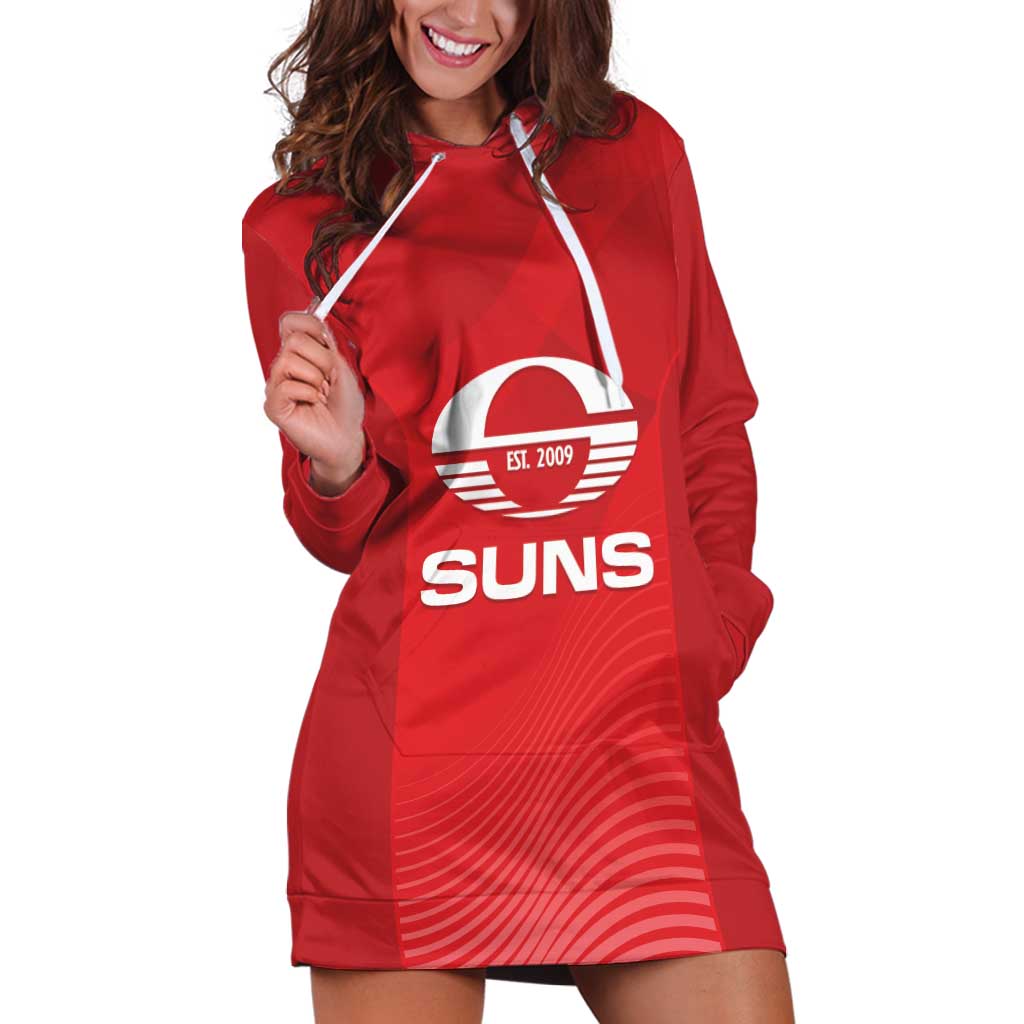 Suns Football Custom Hoodie Dress Gold Coast Est 2009 Deep Red - Aussie Hoodie