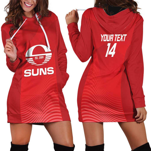 Suns Football Custom Hoodie Dress Gold Coast Est 2009 Deep Red - Aussie Hoodie