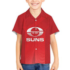 Suns Football Custom Kid Hawaiian Shirt Gold Coast Est 2009 Deep Red - Aussie Hoodie