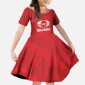 Suns Football Custom Kid Short Sleeve Dress Gold Coast Est 2009 Deep Red - Aussie Hoodie