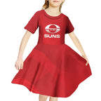 Suns Football Custom Kid Short Sleeve Dress Gold Coast Est 2009 Deep Red - Aussie Hoodie