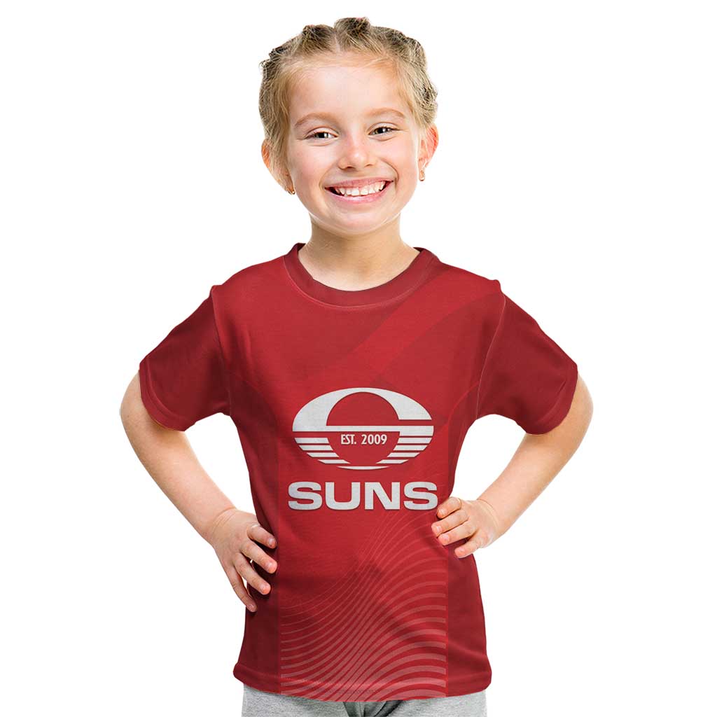 Suns Football Custom Kid T Shirt Gold Coast Est 2009 Deep Red - Aussie Hoodie