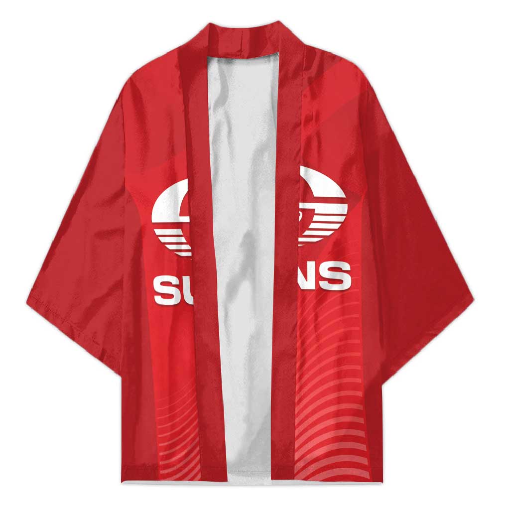 Suns Football Custom Kimono Gold Coast Est 2009 Deep Red - Aussie Hoodie