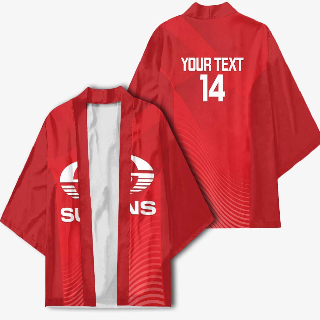 Suns Football Custom Kimono Gold Coast Est 2009 Deep Red - Aussie Hoodie