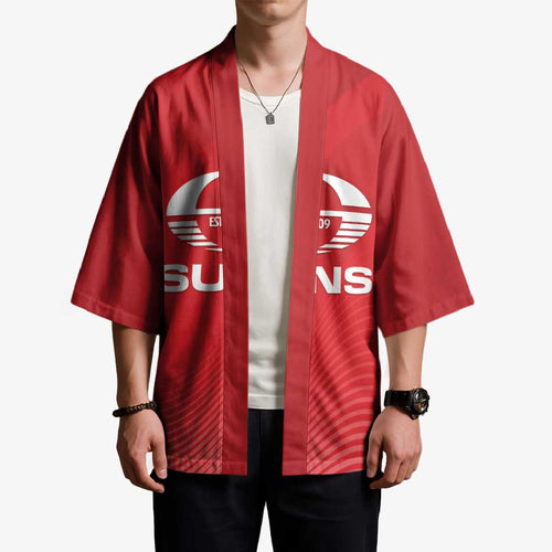 Suns Football Custom Kimono Gold Coast Est 2009 Deep Red - Aussie Hoodie