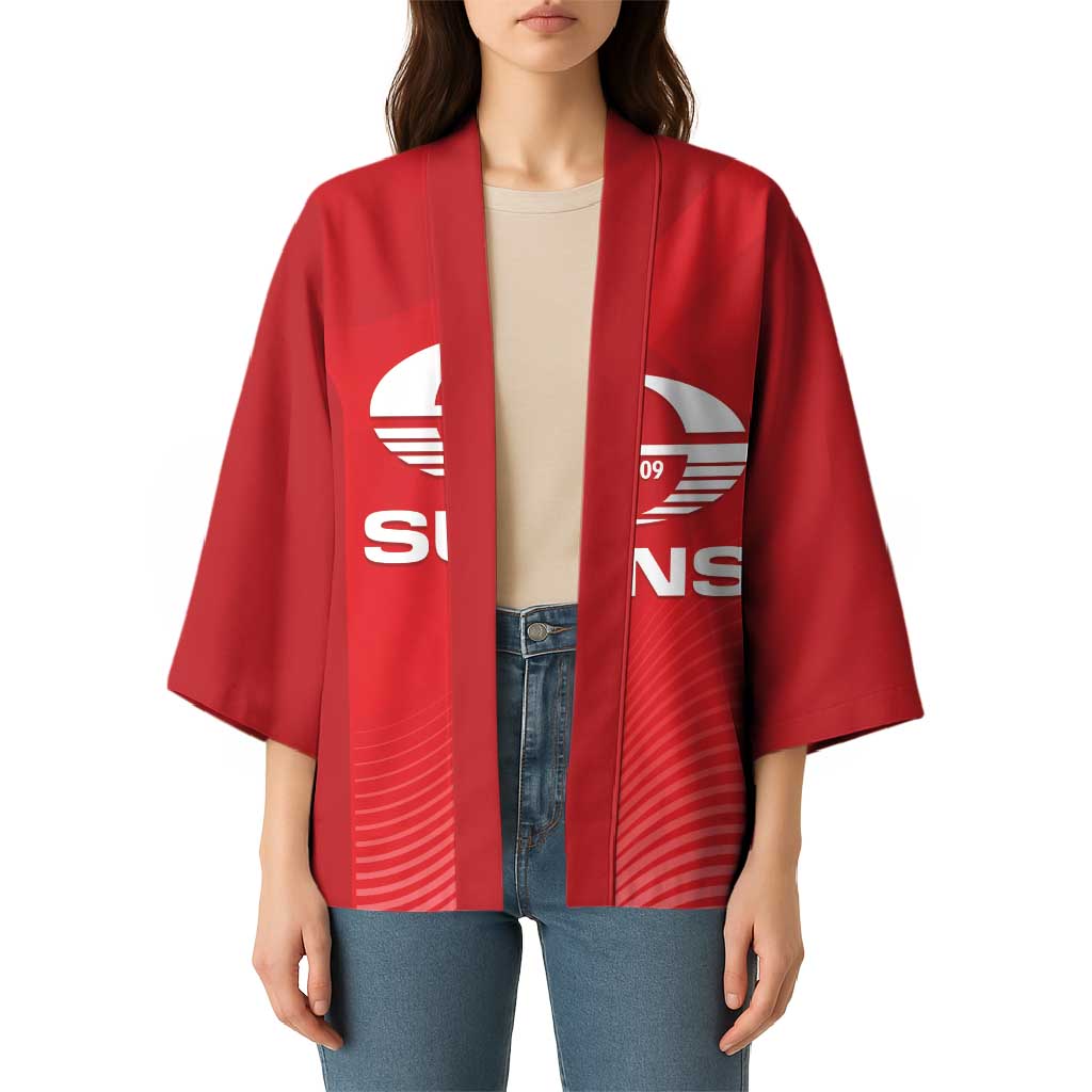 Suns Football Custom Kimono Gold Coast Est 2009 Deep Red - Aussie Hoodie