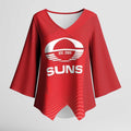 Suns Football Custom Kimono Sleeve Blouse Gold Coast Est 2009 Deep Red - Aussie Hoodie