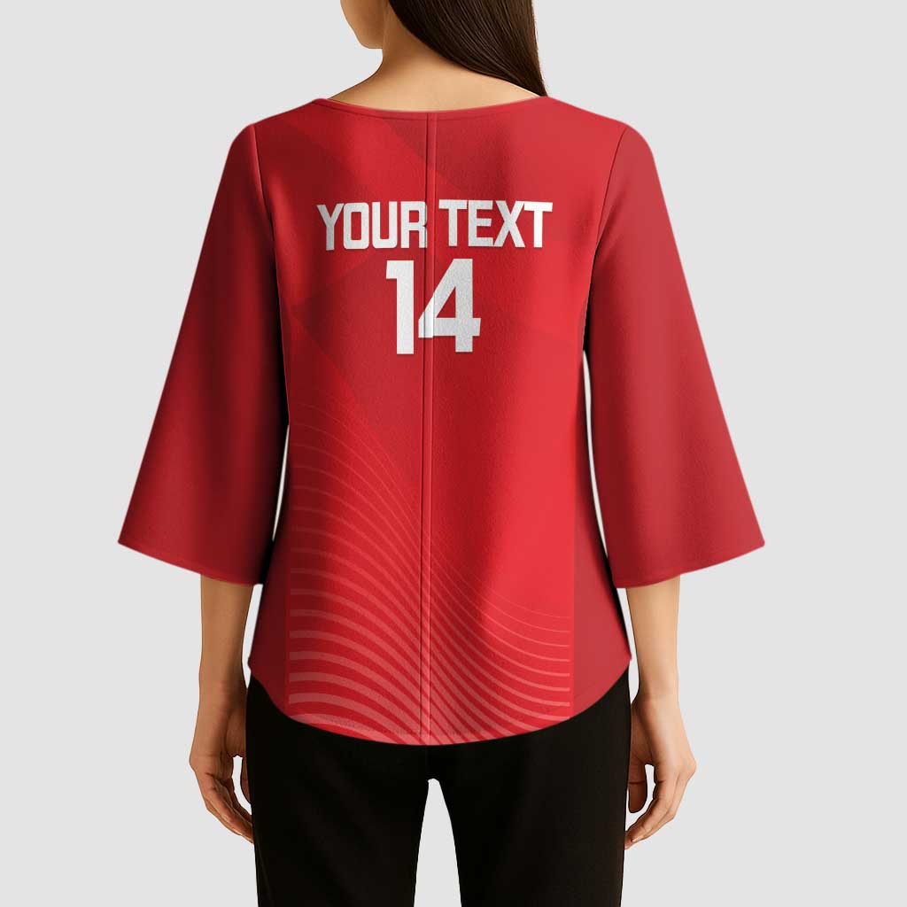 Suns Football Custom Kimono Sleeve Blouse Gold Coast Est 2009 Deep Red - Aussie Hoodie