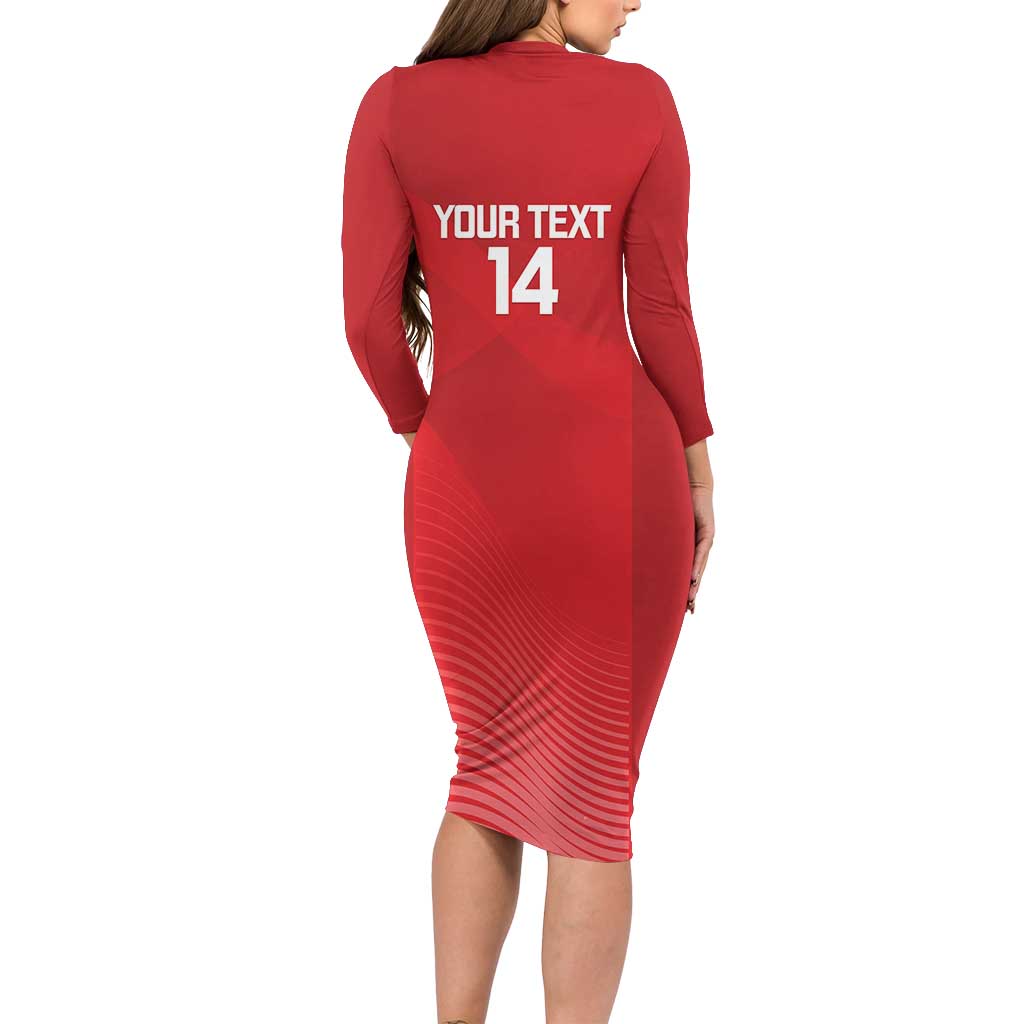 Suns Football Custom Long Sleeve Bodycon Dress Gold Coast Est 2009 Deep Red - Aussie Hoodie