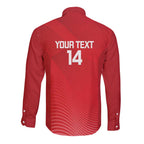 Suns Football Custom Long Sleeve Button Shirt Gold Coast Est 2009 Deep Red - Aussie Hoodie