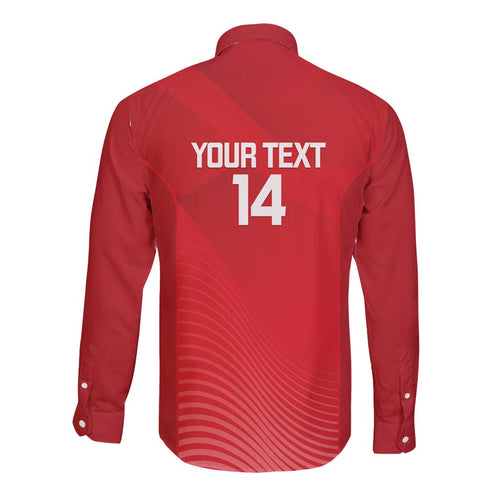 Suns Football Custom Long Sleeve Button Shirt Gold Coast Est 2009 Deep Red - Aussie Hoodie