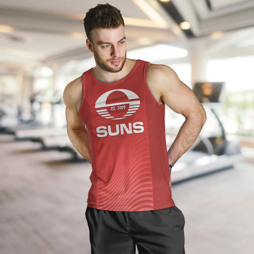 Suns Football Custom Men Tank Top Gold Coast Est 2009 Deep Red - Aussie Hoodie