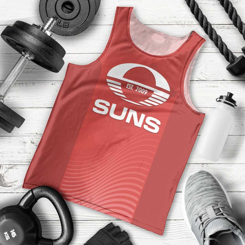 Suns Football Custom Men Tank Top Gold Coast Est 2009 Deep Red - Aussie Hoodie