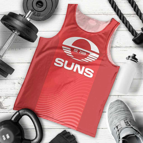 Suns Football Custom Men Tank Top Gold Coast Est 2009 Deep Red - Aussie Hoodie