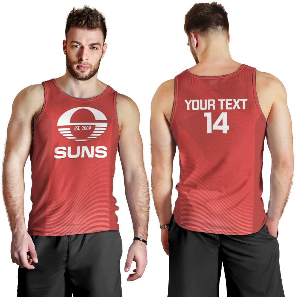 Suns Football Custom Men Tank Top Gold Coast Est 2009 Deep Red - Aussie Hoodie
