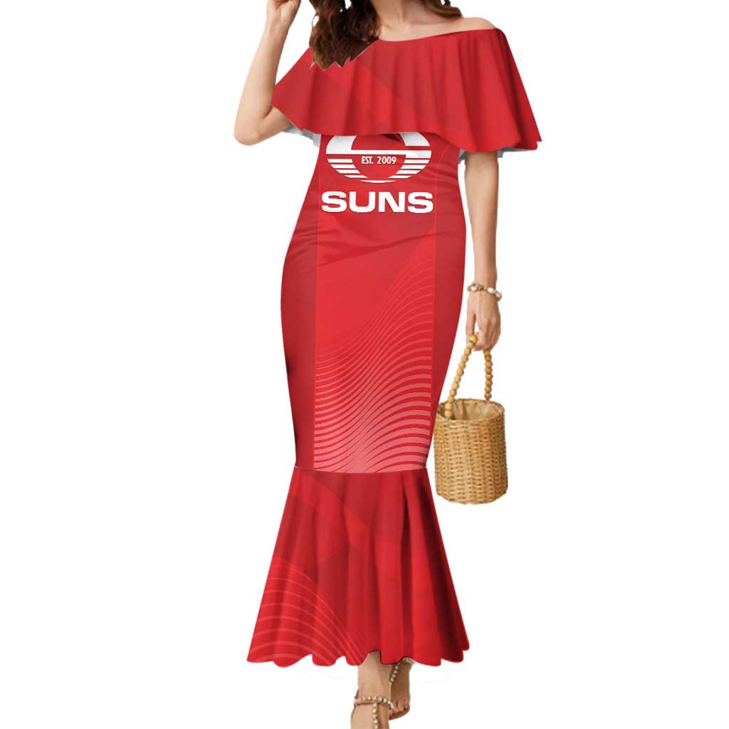 Suns Football Custom Mermaid Dress Gold Coast Est 2009 Deep Red - Aussie Hoodie