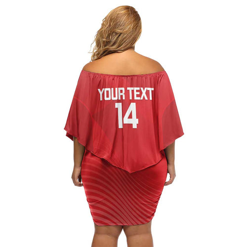 Suns Football Custom Off Shoulder Short Dress Gold Coast Est 2009 Deep Red - Aussie Hoodie