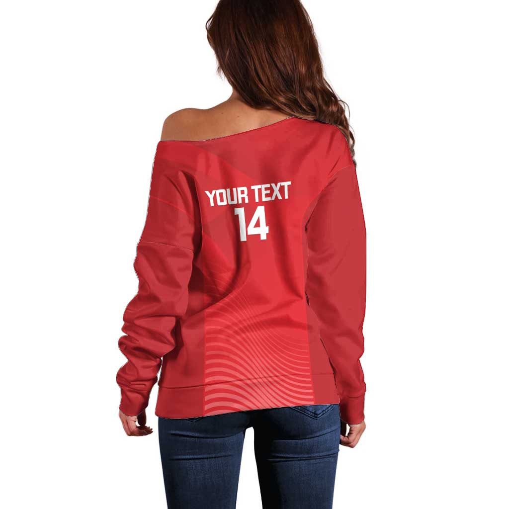 Suns Football Custom Off Shoulder Sweater Gold Coast Est 2009 Deep Red - Aussie Hoodie
