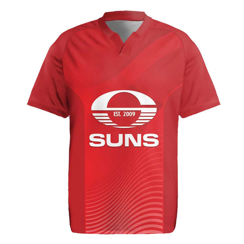 Suns Football Custom Rugby Jersey Gold Coast Est 2009 Deep Red - Aussie Hoodie