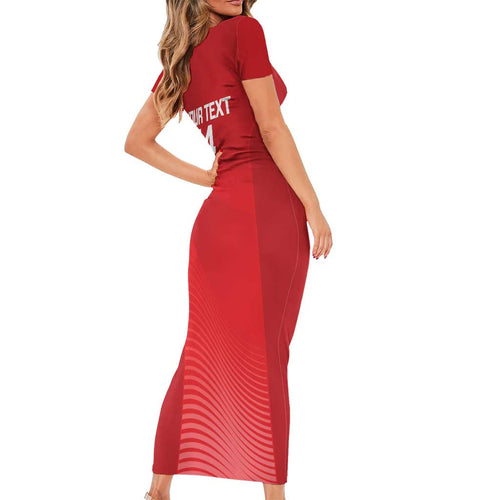 Suns Football Custom Short Sleeve Bodycon Dress Gold Coast Est 2009 Deep Red - Aussie Hoodie