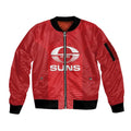 Suns Football Custom Sleeve Zip Bomber Jacket Gold Coast Est 2009 Deep Red - Aussie Hoodie