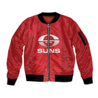 Suns Football Custom Sleeve Zip Bomber Jacket Gold Coast Est 2009 Deep Red - Aussie Hoodie