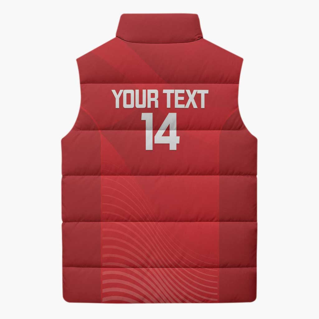 Suns Football Custom Sleeveless Puffer Jacket Gold Coast Est 2009 Deep Red - Aussie Hoodie