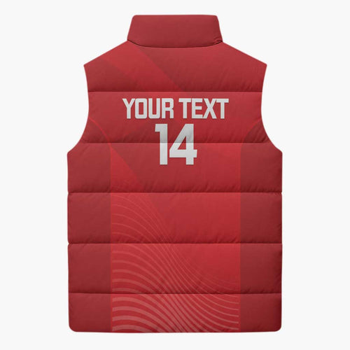 Suns Football Custom Sleeveless Puffer Jacket Gold Coast Est 2009 Deep Red - Aussie Hoodie