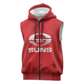 Suns Football Custom Sleeveless Zip Hoodie Gold Coast Est 2009 Deep Red LT14