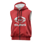 Suns Football Custom Sleeveless Zip Hoodie Gold Coast Est 2009 Deep Red LT14