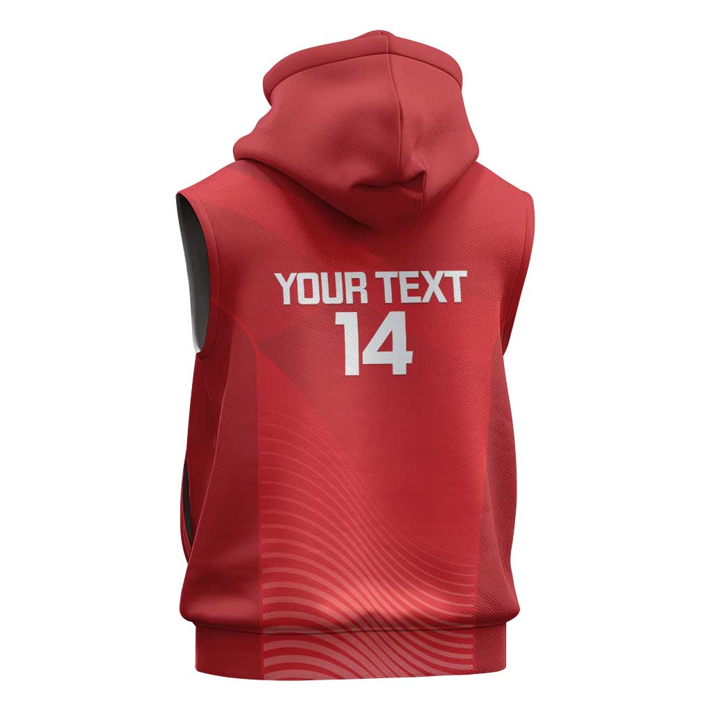 Suns Football Custom Sleeveless Zip Hoodie Gold Coast Est 2009 Deep Red LT14
