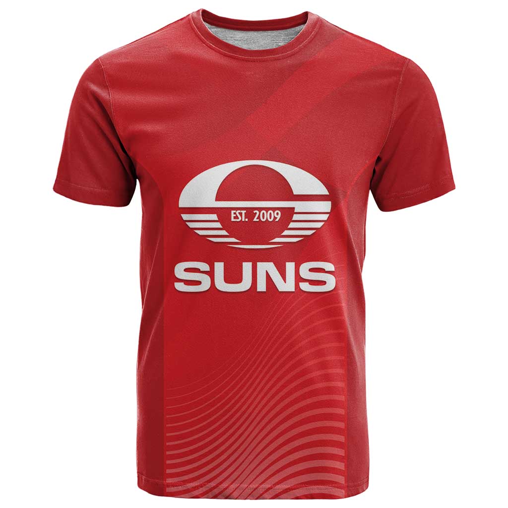 Suns Football Custom T Shirt Gold Coast Est 2009 Deep Red - Aussie Hoodie