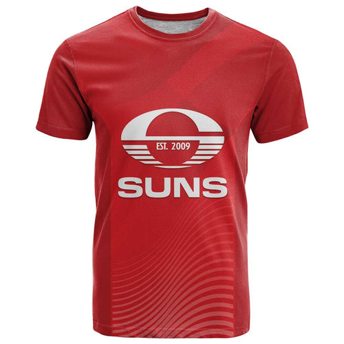 Suns Football Custom T Shirt Gold Coast Est 2009 Deep Red - Aussie Hoodie