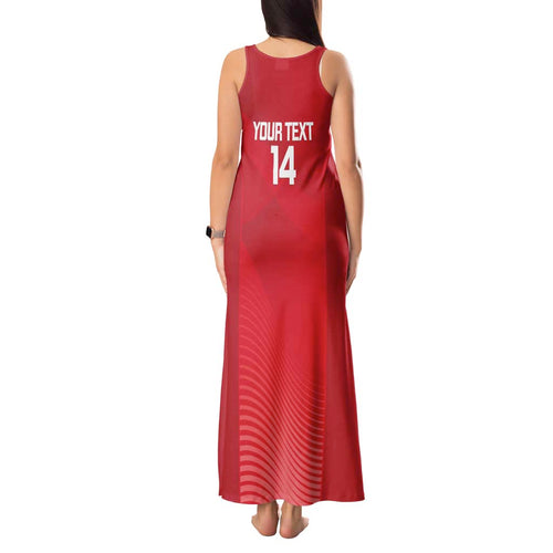 Suns Football Custom Tank Maxi Dress Gold Coast Est 2009 Deep Red - Aussie Hoodie