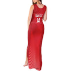 Suns Football Custom Tank Maxi Dress Gold Coast Est 2009 Deep Red - Aussie Hoodie