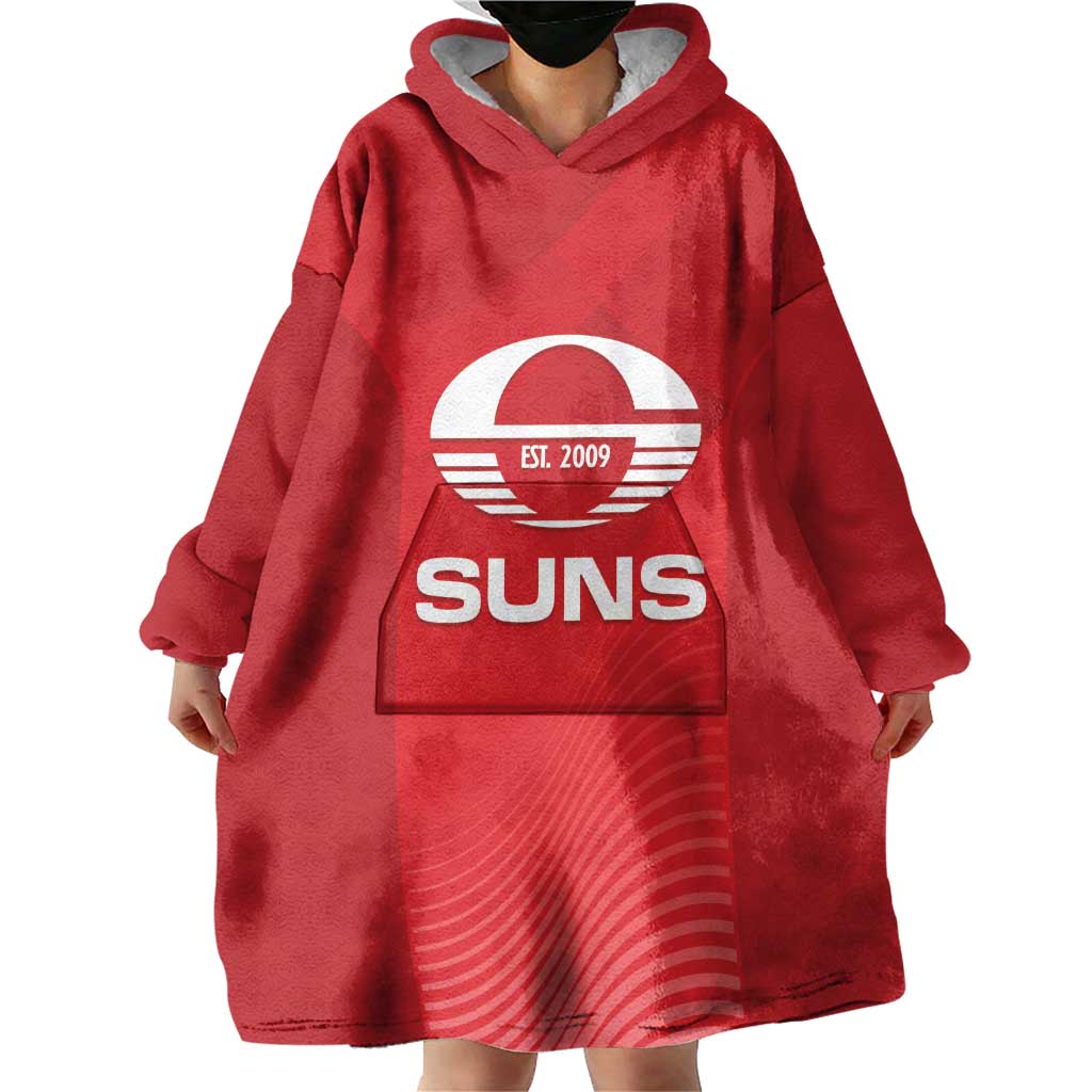 Suns Football Custom Wearable Blanket Hoodie Gold Coast Est 2009 Deep Red - Aussie Hoodie