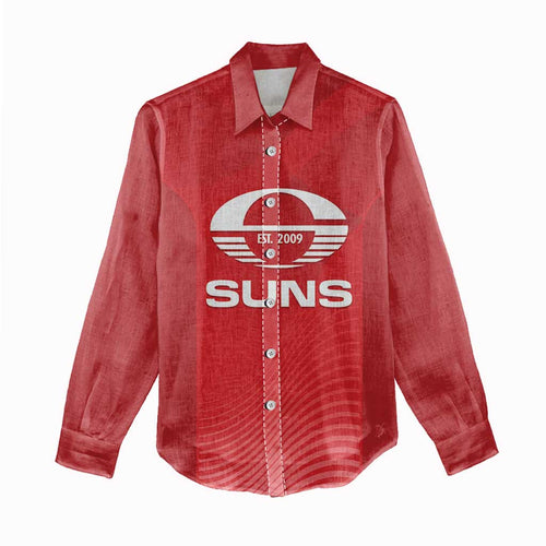 Suns Football Custom Women Casual Shirt Gold Coast Est 2009 Deep Red - Aussie Hoodie
