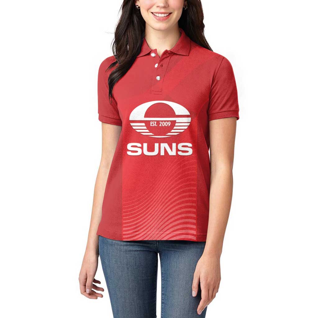 Suns Football Custom Women Polo Shirt Gold Coast Est 2009 Deep Red - Aussie Hoodie