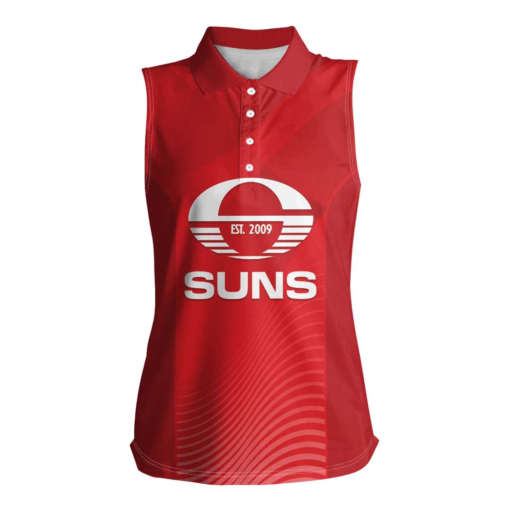 Suns Football Custom Women Sleeveless Polo Shirt Gold Coast Est 2009 Deep Red - Aussie Hoodie