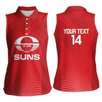 Suns Football Custom Women Sleeveless Polo Shirt Gold Coast Est 2009 Deep Red - Aussie Hoodie